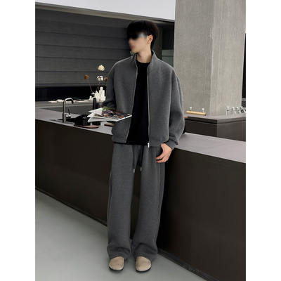 美式双层太空棉卫衣外套秋冬穿搭