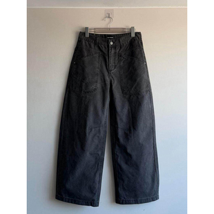 深灰色解构弯刀牛仔裤男春季美式痞帅伐木工装裤高级感直筒阔腿裤