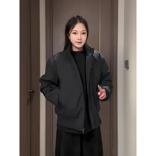 藏青色飞行夹克棉服男款秋冬美式廓形短款外套cleanfit立领棒球服