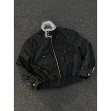 雪地银狐狼王座山雕皮衣棉服男款冬季设计感蛇纹棉衣加绒加厚外套