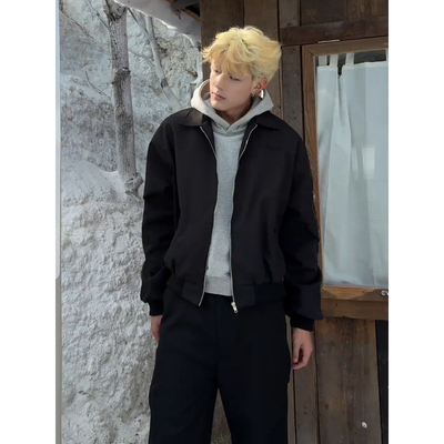 黑色bomber飞行夹克外套男款秋季