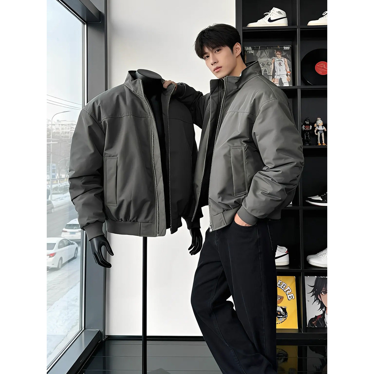 美式短款飞行夹克棉服男款冬季保暖加厚夹棉外套不臃肿立领冲锋衣