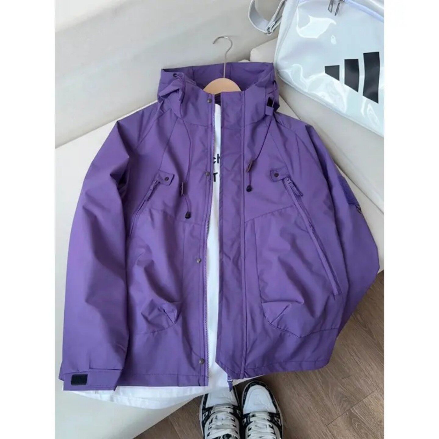多巴胺绝绝紫色软壳冲锋衣男春秋