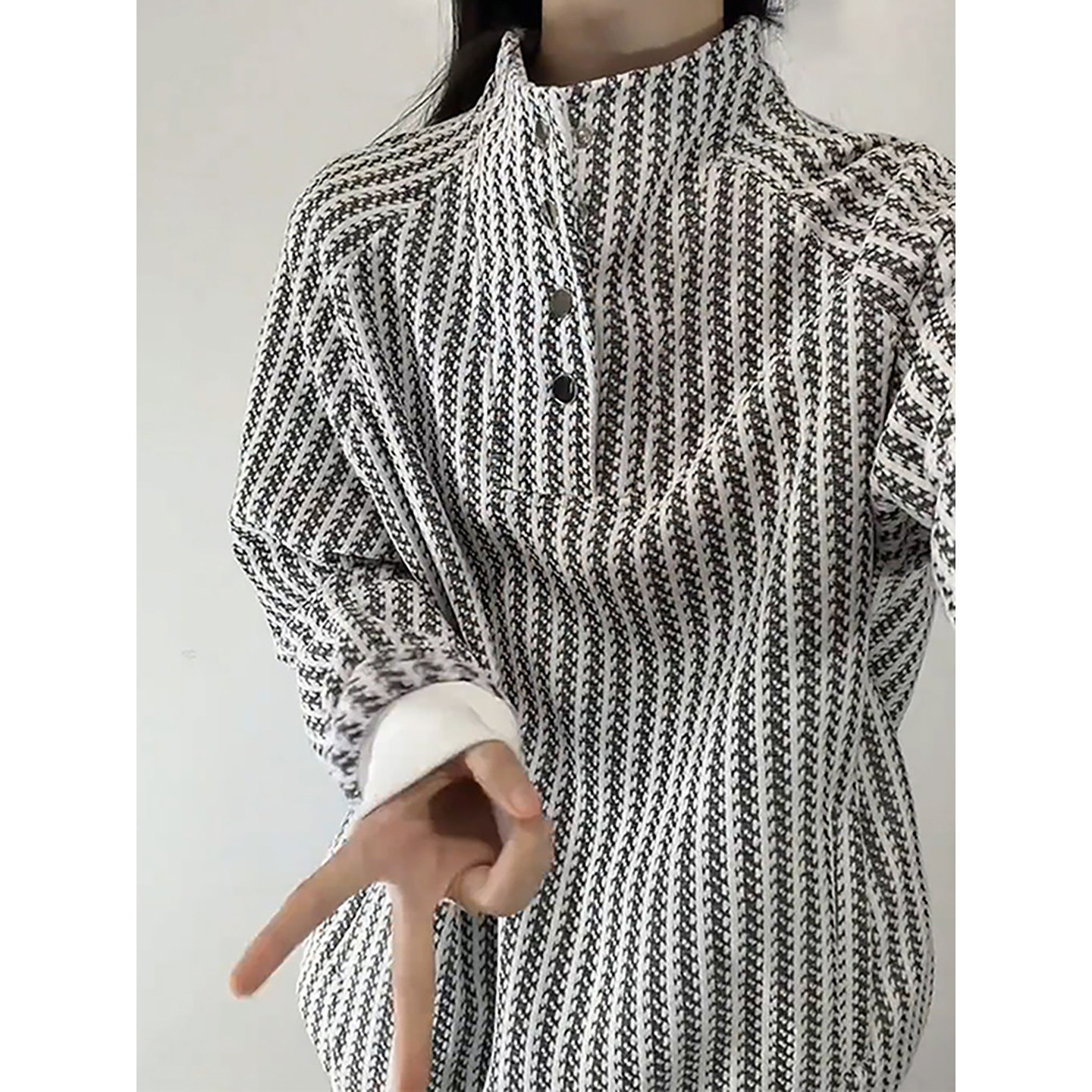 美式条纹亨利领卫衣男款秋冬季潮牌无帽长袖打底衫重磅松弛感上衣,男装,卫衣,淘宝优惠券,粉丝福利购,淘宝优惠卷