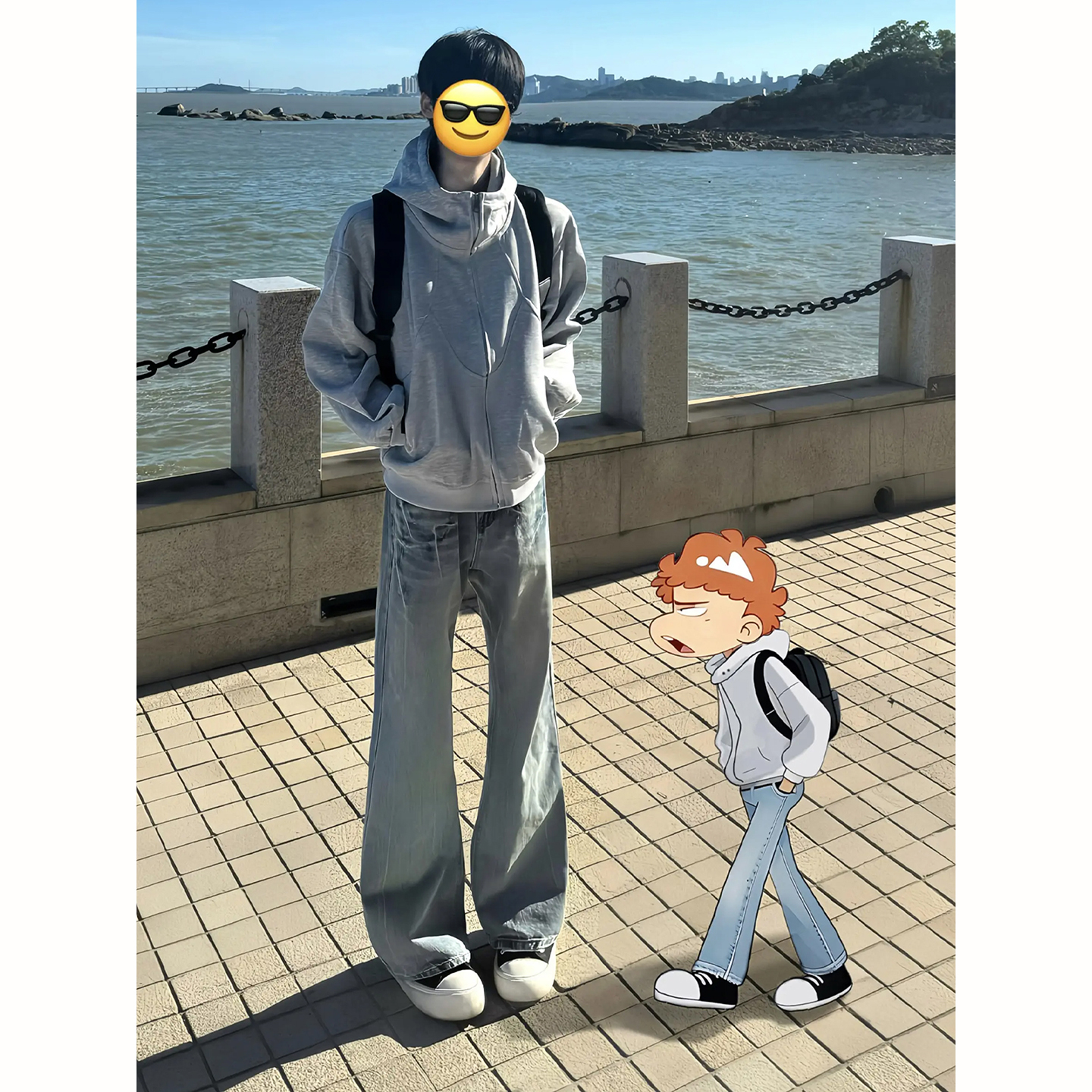 闪电纹弯刀逢春藤牛仔裤男秋季