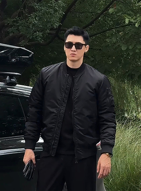 黑色ma1美式飞行夹克男款秋冬季短款加厚棒球棉服硬汉风廓形外套