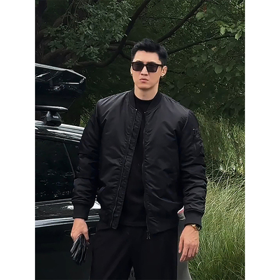 黑色美式飞行夹克男款秋冬季短款