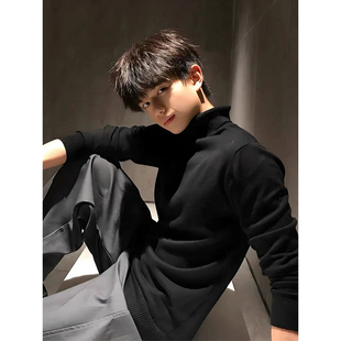 黑色重磅高领毛衣男款秋冬人夫感穿搭修身针织衫高级感内搭打底衫