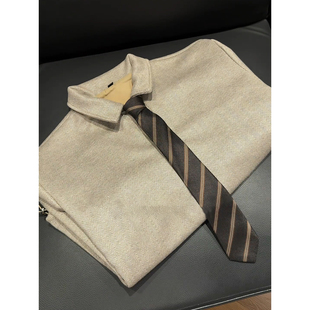 老钱风衬衫式卫衣男春季人字纹翻领polo衫潮牌高级感叠穿领带外套