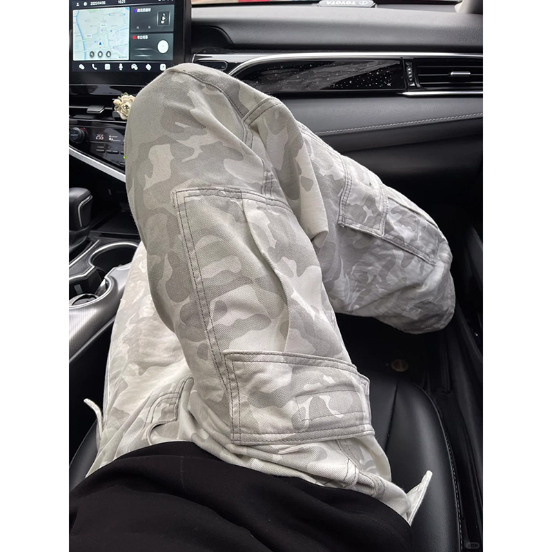 复古迷彩工装牛仔裤cleanfit裤子