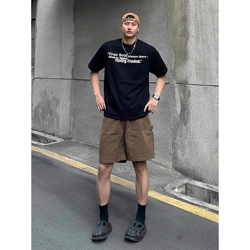 美拉德咖啡色短裤男夏季美式马裤