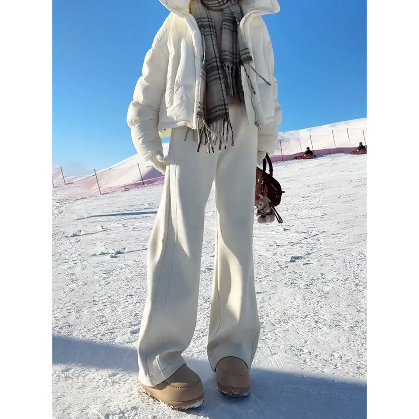 白花灰重磅加绒卫裤男女冬季美式