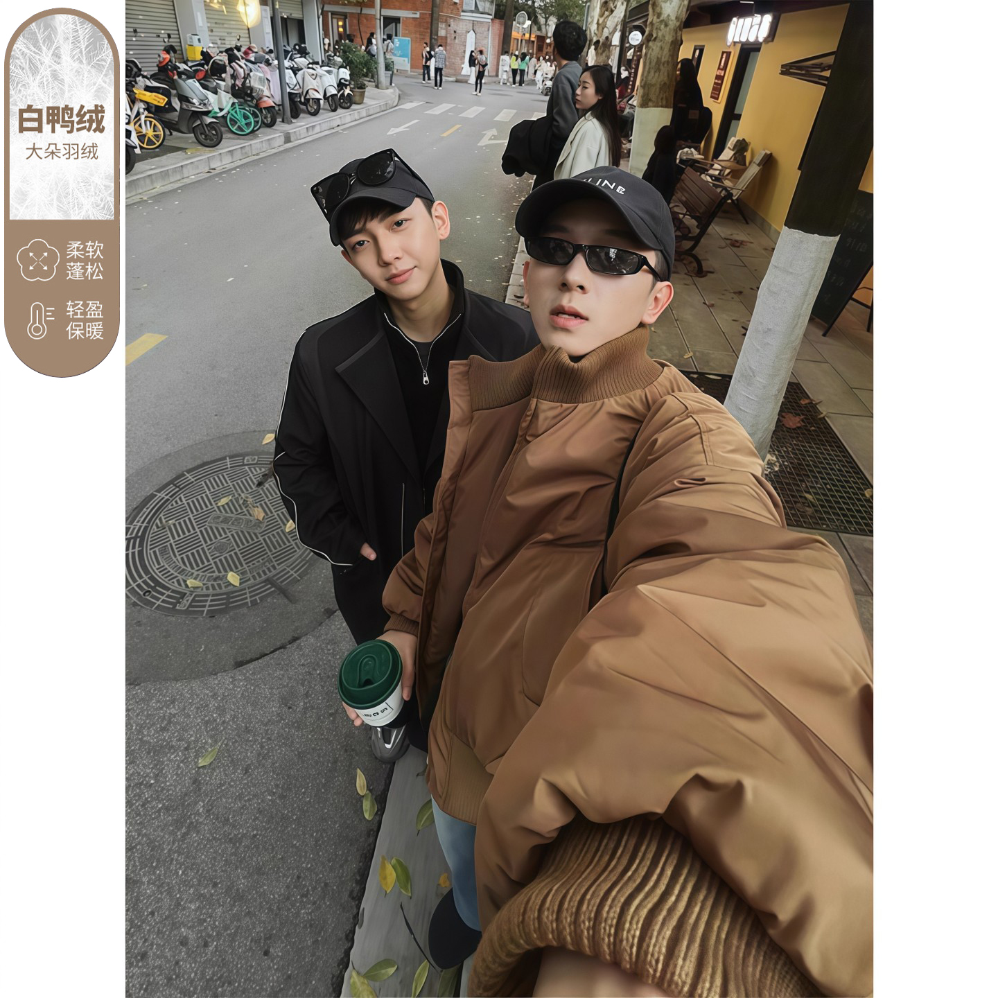 美拉德棕色飞行夹克棉服男冬季