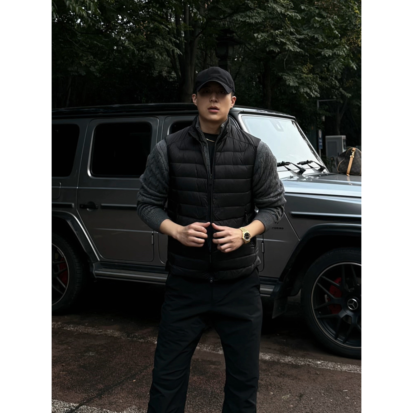 美式立领羽绒马甲男秋冬季可外穿