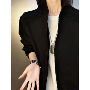 黑色美式解构飞行夹克男款春秋穿搭高级感工装外套潮流情侣款上衣