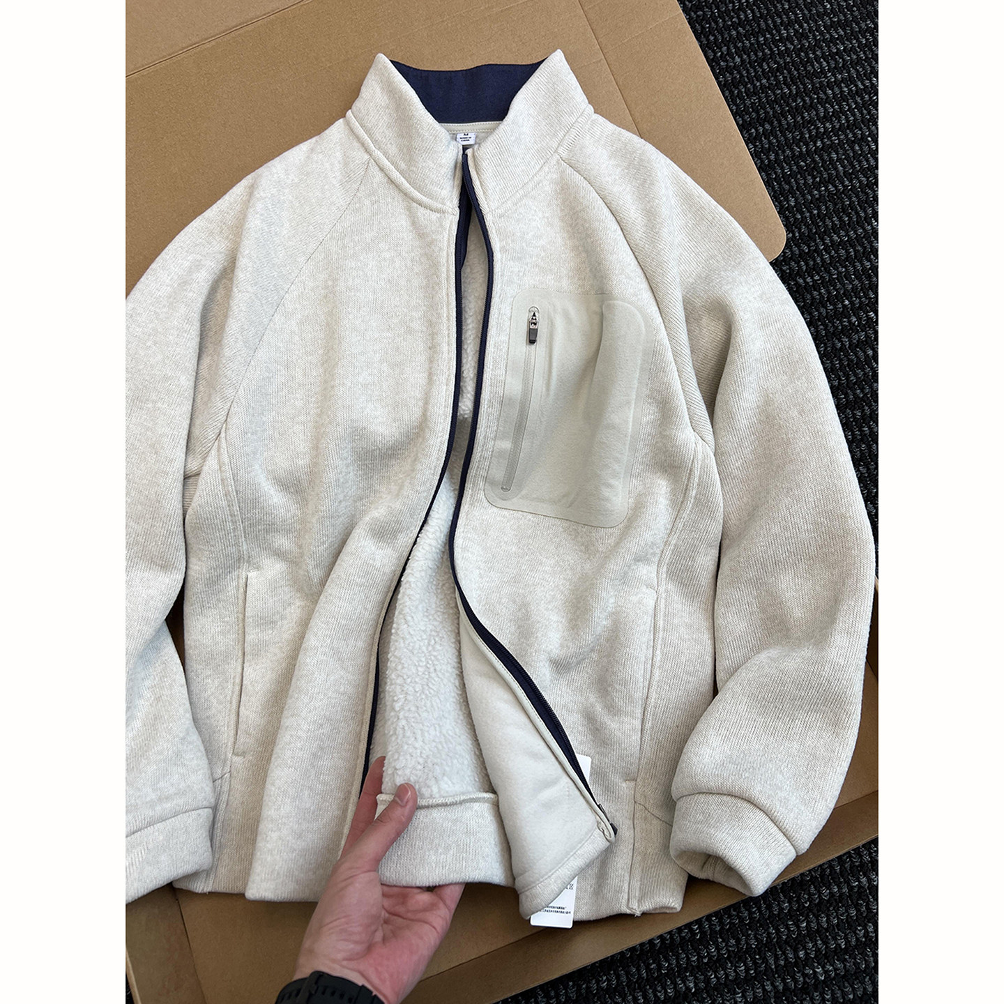 摇粒绒厚款拉链针织开衫卫衣男冬保暖立领夹克休闲时尚抓绒衣外套,男装,卫衣,淘宝优惠券,粉丝福利购,淘宝优惠卷