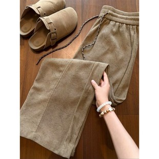 美拉德棕色灯芯绒卫裤男秋季美式vintage古着裤子宽松直筒休闲裤