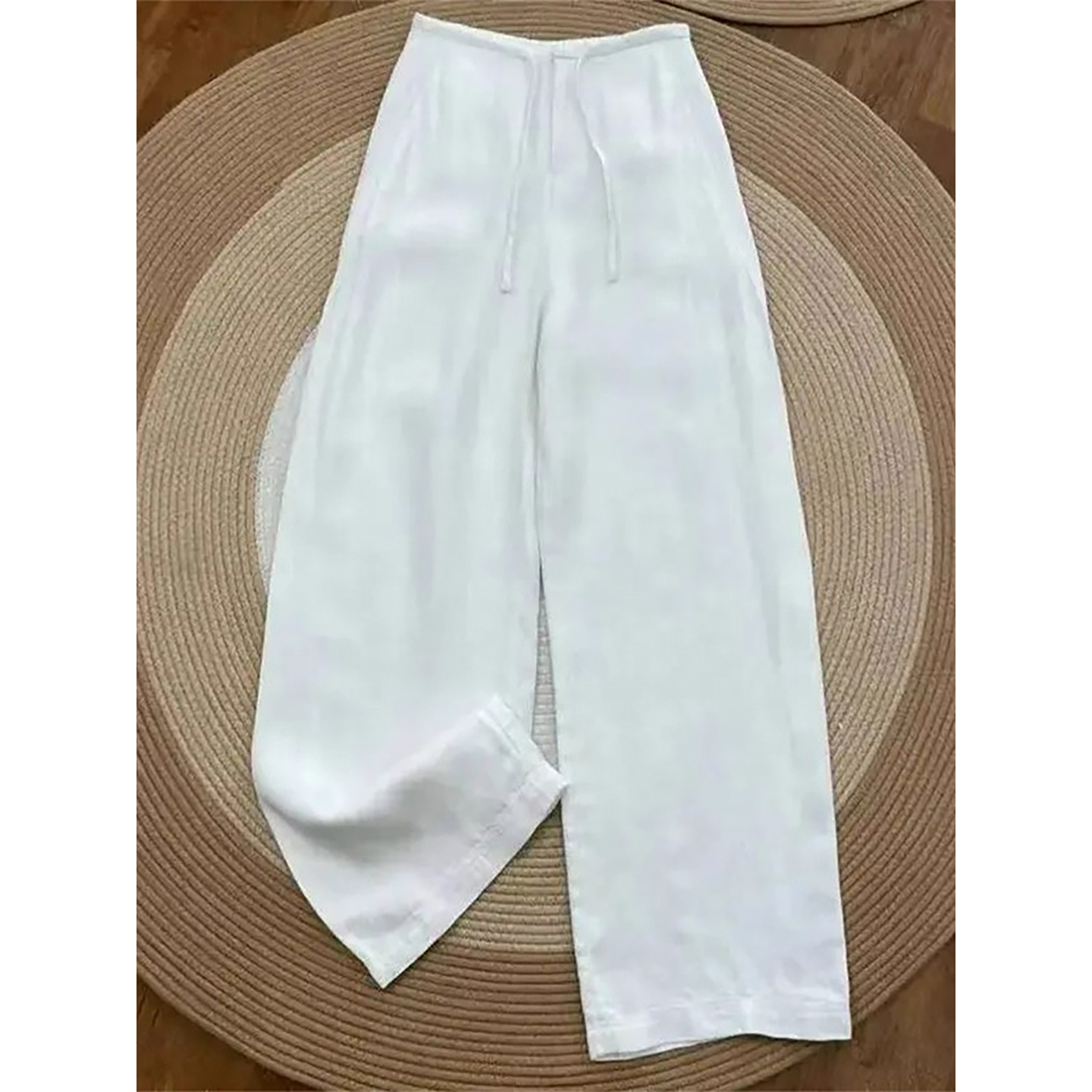 白色莱赛尔天丝亚麻裤男夏季薄款