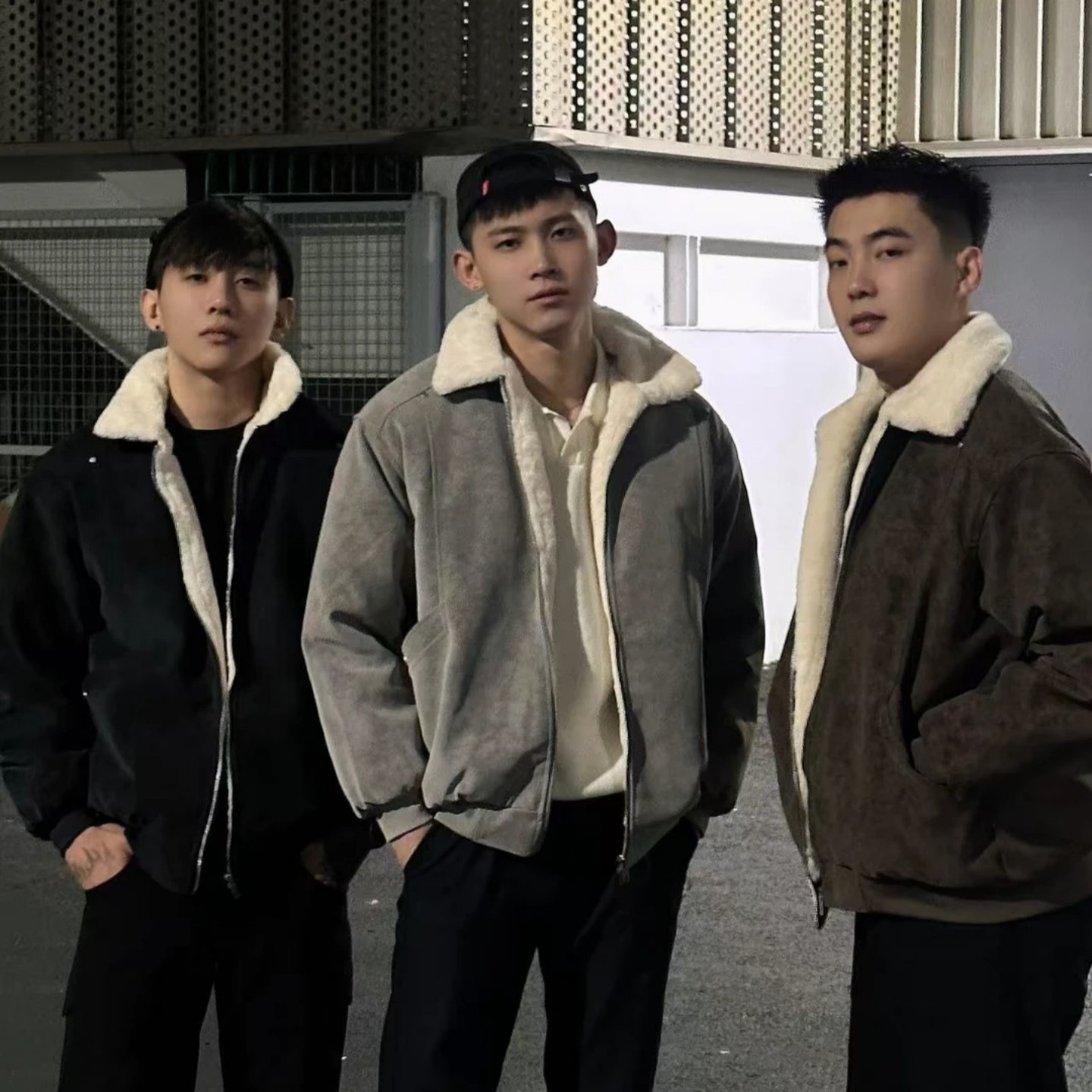 美式扎染pu皮羊羔绒棉服男款加厚