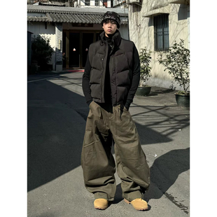 黑色立领羽绒马甲男冬季加厚可外穿保暖无袖背心美式叠穿坎肩棉服