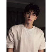 美式 潮牌痞帅半袖 重磅正肩t恤男夏季 阳光干净穿搭纯棉小领口短袖