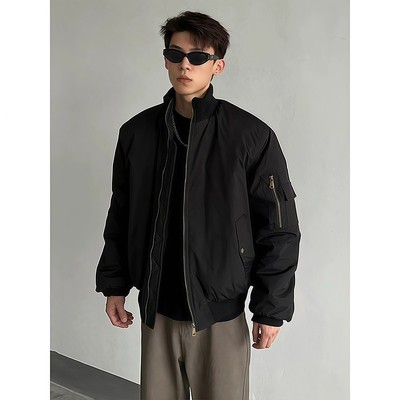 黑色美式飞行夹克棉服男款冬季