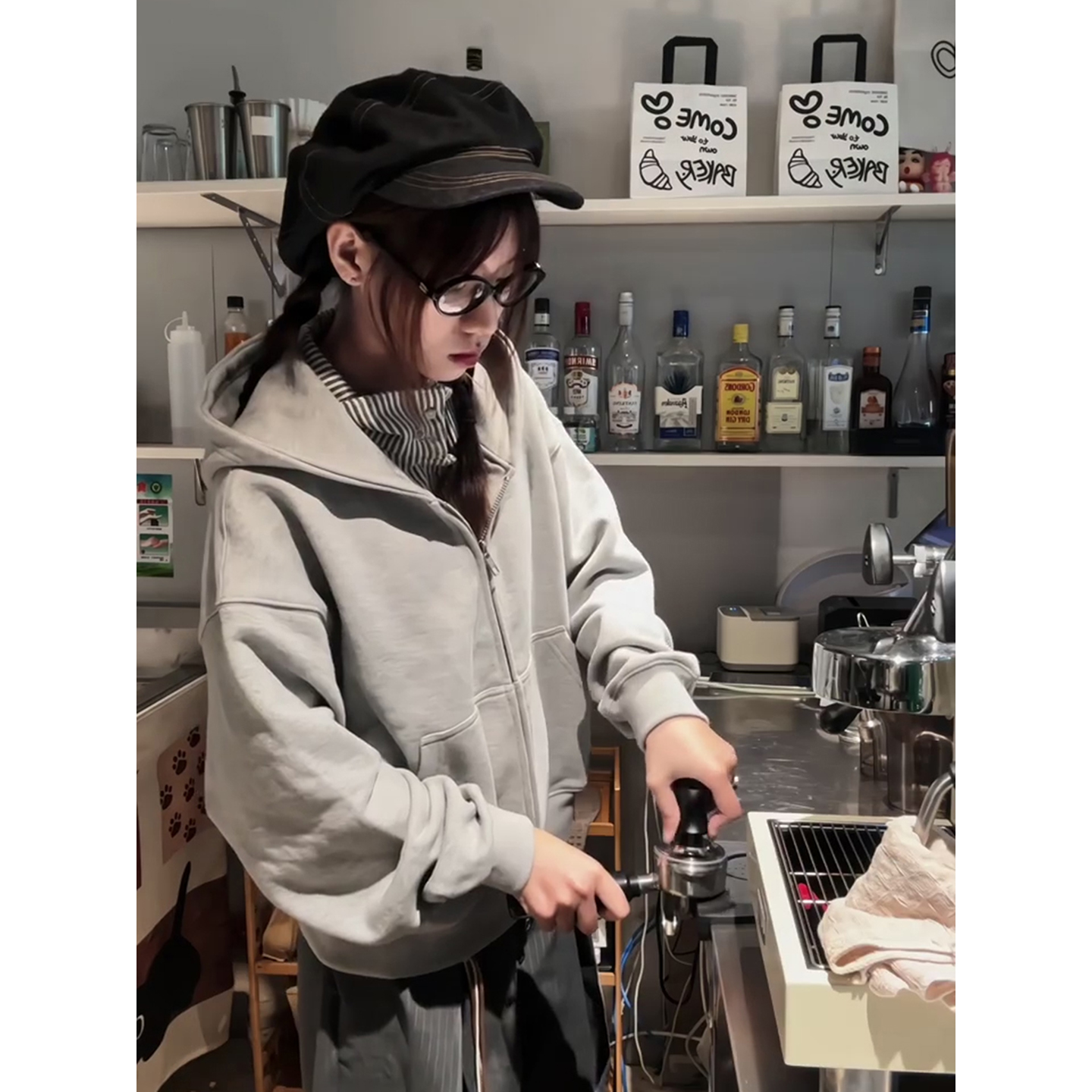 美式重磅boxy短款拉链卫衣男宽松