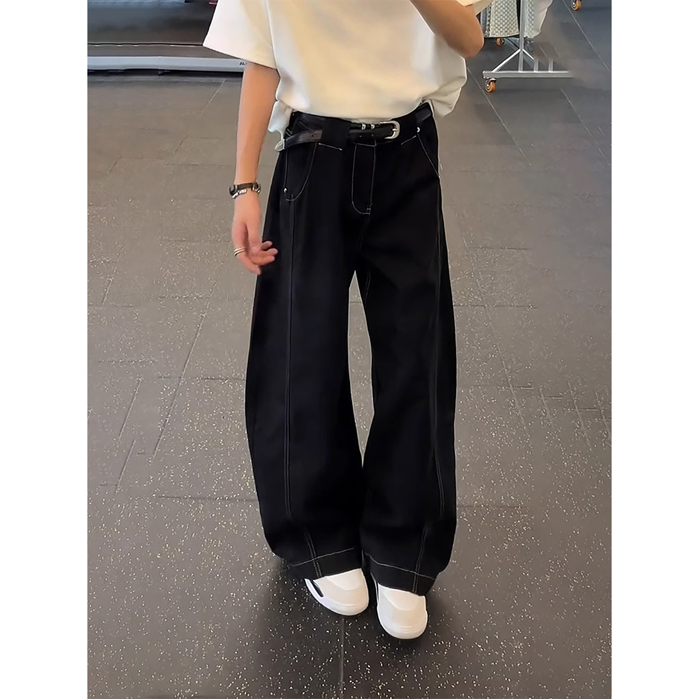 丹宁a字弯刀牛仔裤男秋季高级感美式复古baggy裤子直筒阔腿微喇裤,男装,牛仔裤,淘宝优惠券,粉丝福利购,淘宝优惠卷