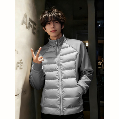 银灰色轻薄排骨羽绒服男款冬季