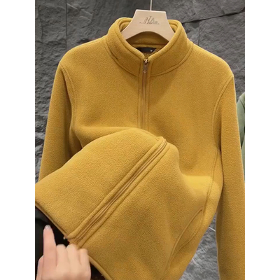 金驼色摇粒绒外套男女款冬季