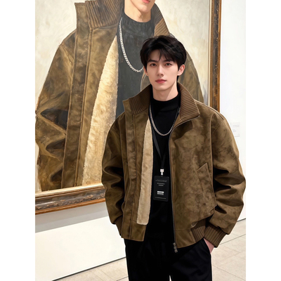 美拉德皮夹克棉服男款冬季美式