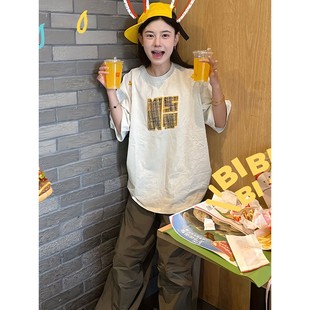 美式潮牌潮流贴布刺绣短袖男款夏季重磅正肩情侣上衣痞帅炸街T恤