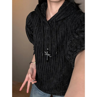 重磅鱼骨纹polo领连帽卫衣男款冬季加绒加厚帽衫美式复古情侣外套