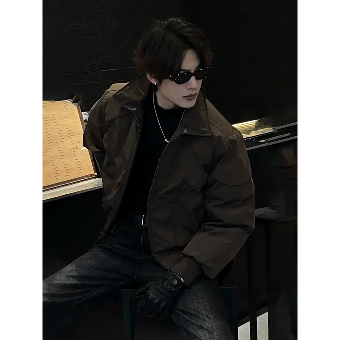 美拉德短款解构立领棉服男款冬季