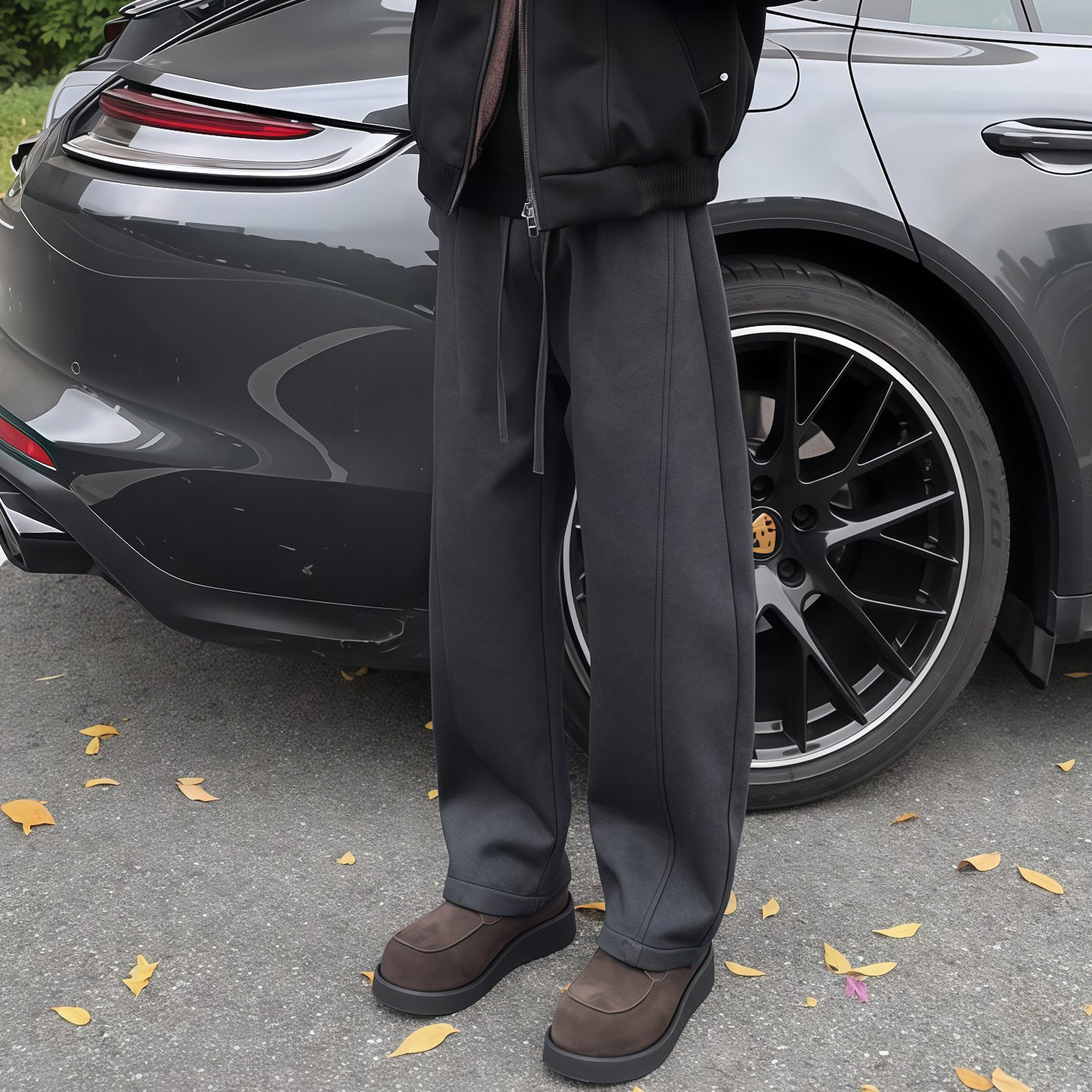 韩系轻熟风弯刀卫裤男士美式重磅cleanfit裤子高腰直筒斜切微喇裤,男装,卫裤,淘宝优惠券,粉丝福利购,淘宝优惠卷