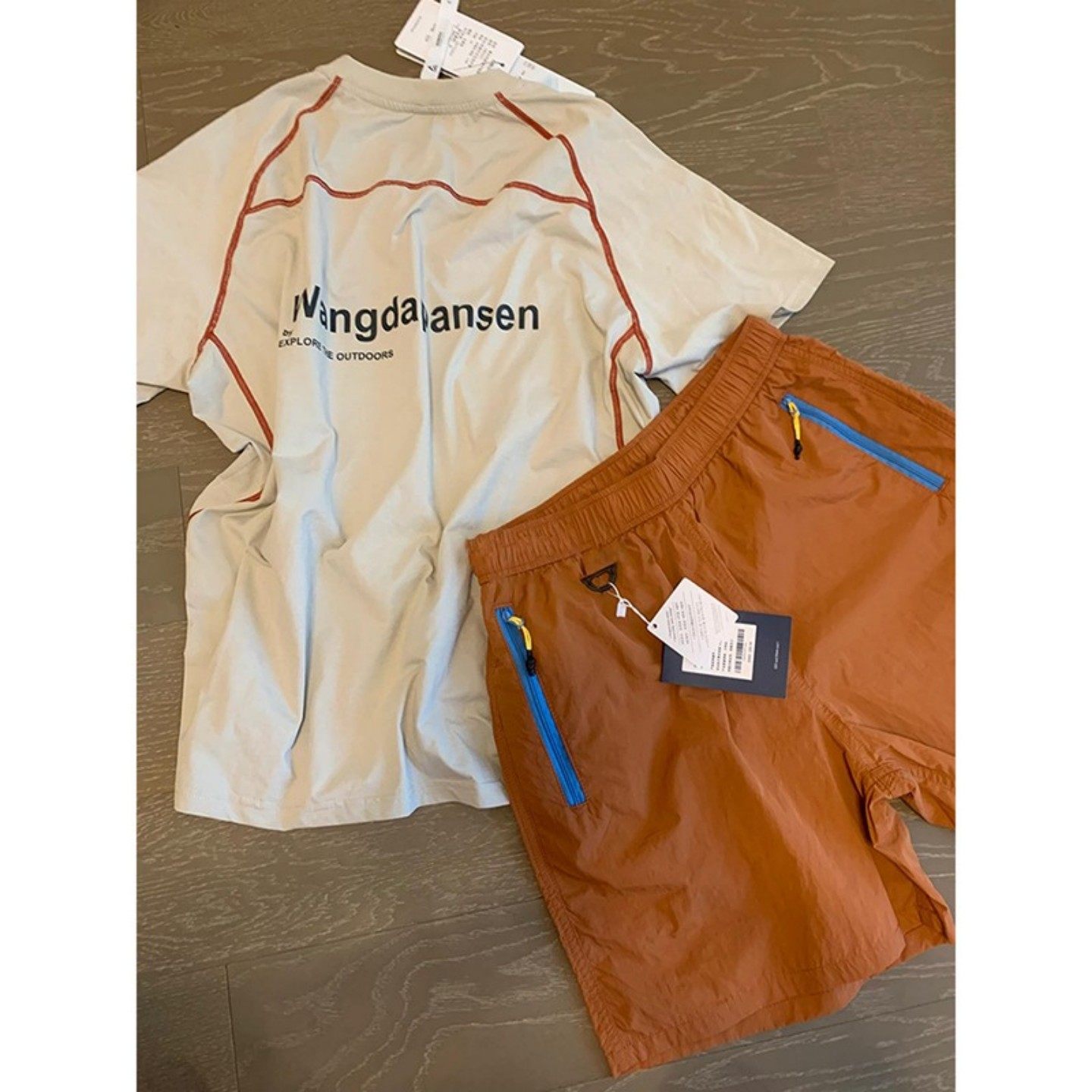 卡其色冰丝速干防晒t恤女夏日ootd穿搭一整套薄款短袖短裤两件套,男装,休闲运动套装,淘宝优惠券,粉丝福利购,淘宝优惠卷