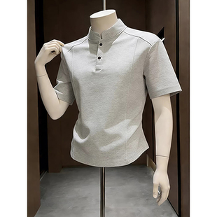 cleanfit亨利领正肩短袖衣服男款内搭打底衫t恤青少年polo衫上衣