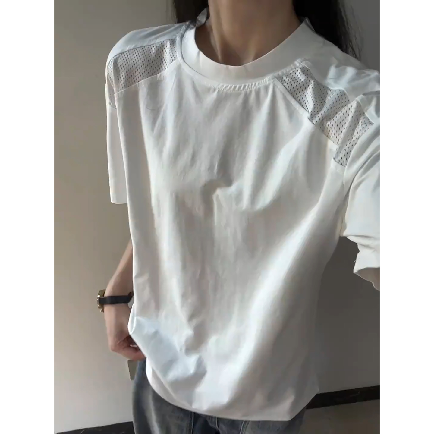 网眼速干冰丝短袖男夏季UPF50+凉感防晒骑行服美式痞帅正肩五分袖