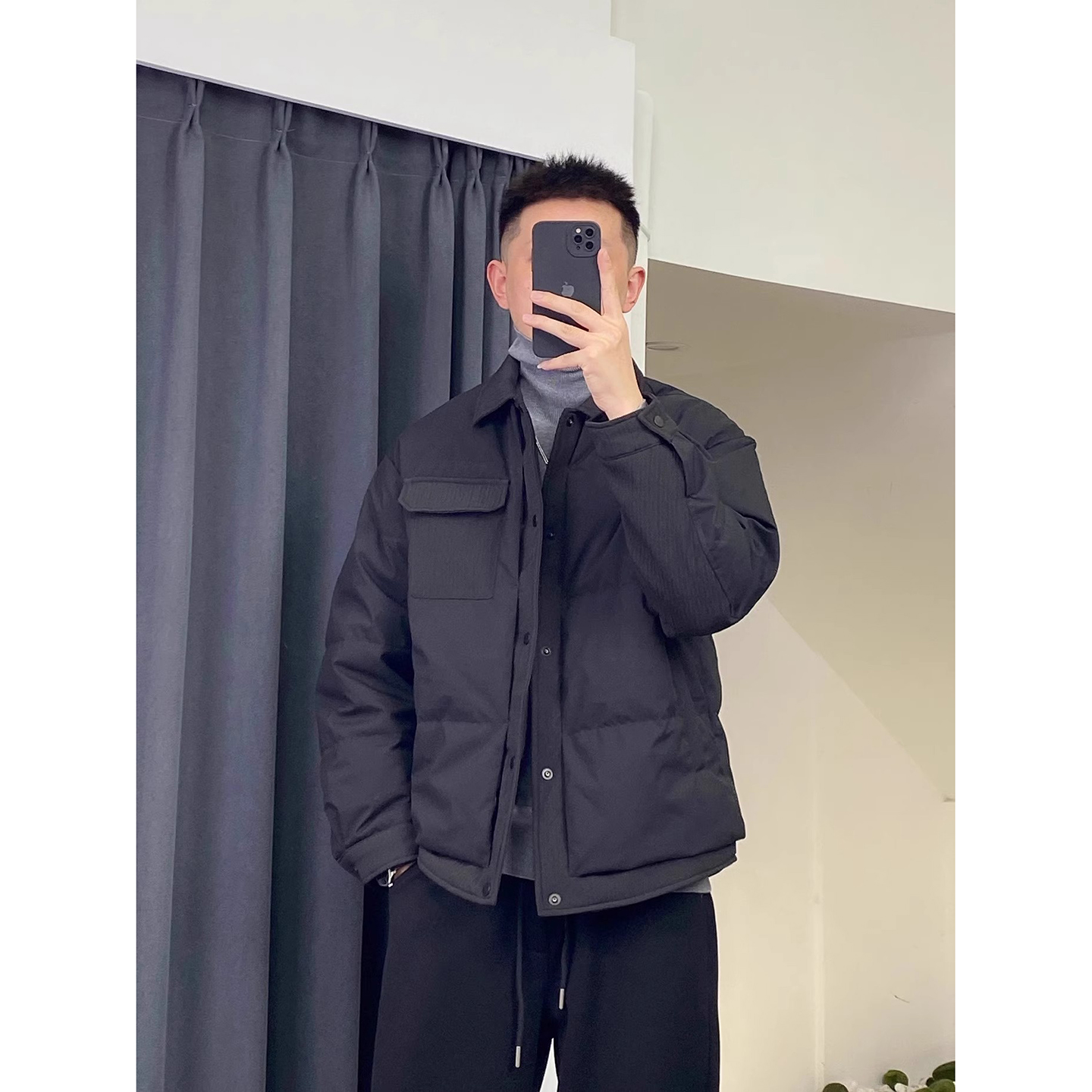 假两件拼接夹克羽绒服轻薄款冬季