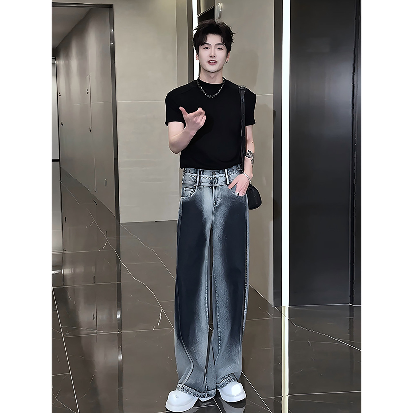 扎染渐变复古弯刀牛仔裤男款冬季美式高街vibe裤子水洗做旧直筒裤,男装,牛仔裤,淘宝优惠券,粉丝福利购,淘宝优惠卷