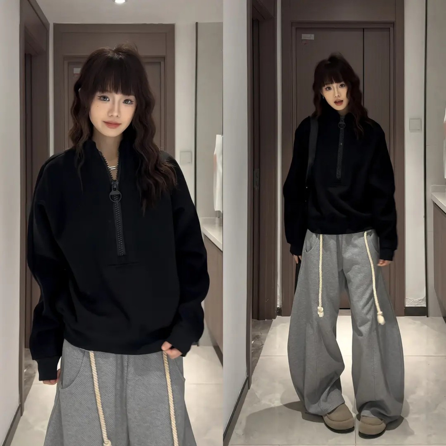 半高领拉链卫衣男女秋冬美式重磅