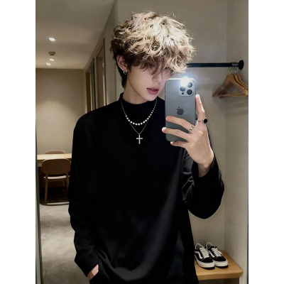 美式健身运动长袖T恤男冬季黑色