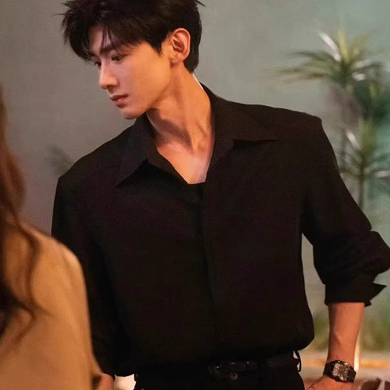 黑色斯文败类防晒长袖衬衫衬衣