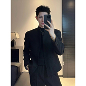 立领垫肩西装 唐装 男韩版 新中式 修身 中山装 外套高级感短款 西服夹克