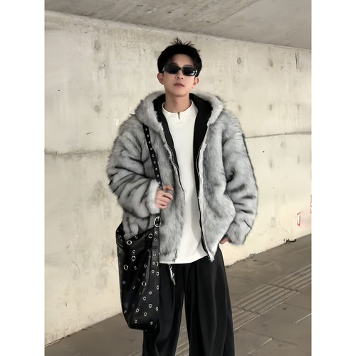 双面穿座山雕水貂绒外套男冬季