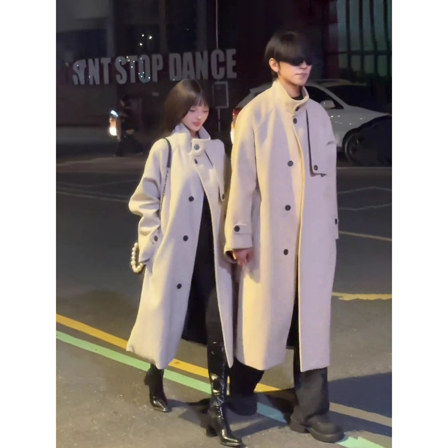 英伦雅痞双排扣毛呢大衣男女秋冬