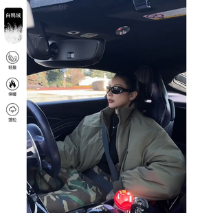 美式cleanfit夹克羽绒服男女冬季短款版型立领棉服廓形飞行员外套