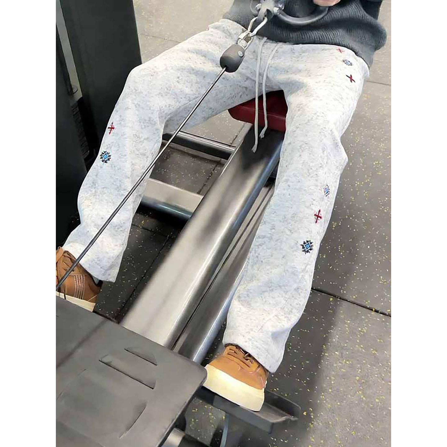 白花灰扎染弯刀卫裤男款秋冬小众设计感刺绣裤子斜切加绒休闲长裤,男装,休闲裤,淘宝优惠券,粉丝福利购,淘宝优惠卷