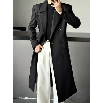 英伦雅痞双排扣风衣秋冬季高级感