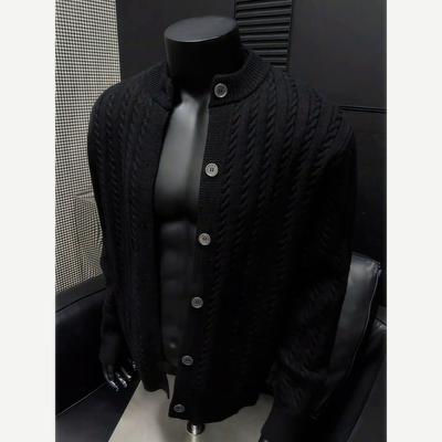 麻花编织针织开衫外套男高级感